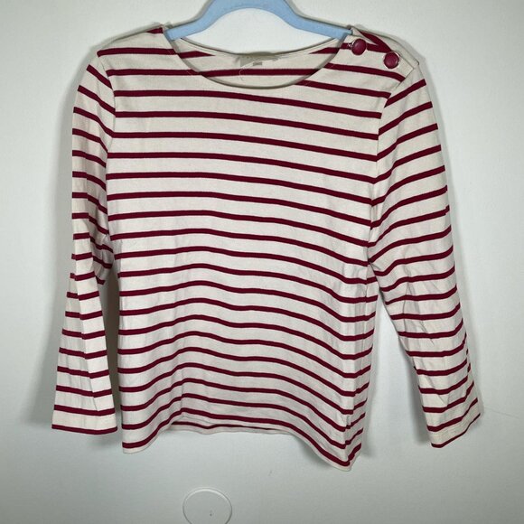 Sezane COLETTE MARINIÈRE Ecru/Red Scoop Neck Top - Picture 1 of 2